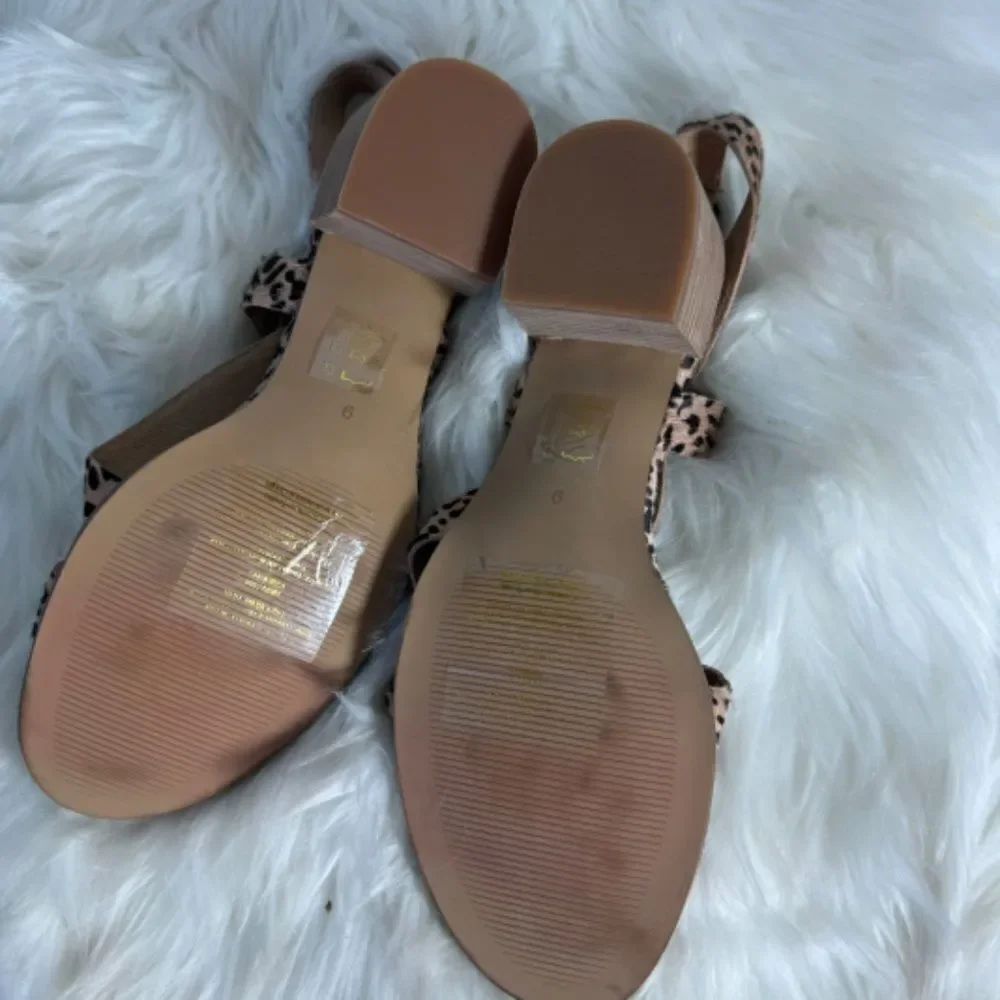 Madewell‎ Alyssa Cheetah Calf Hair Chunky Heel Sandals Sz 9